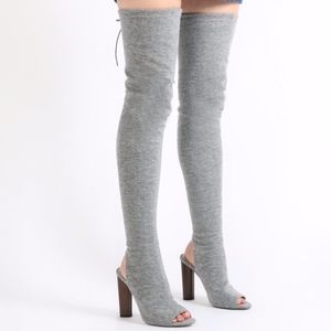 Grey Over the Knee Sock Heels